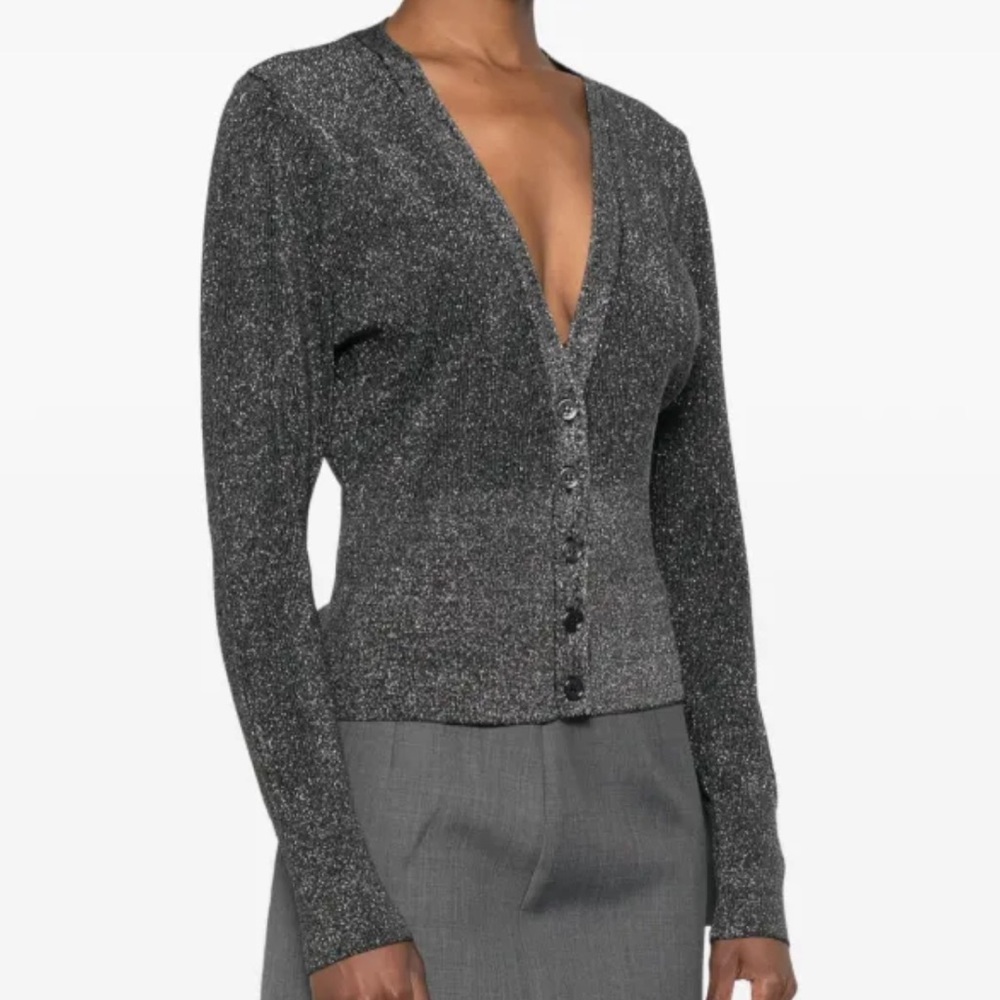 IRO Metallic Black Lurex Cardigan